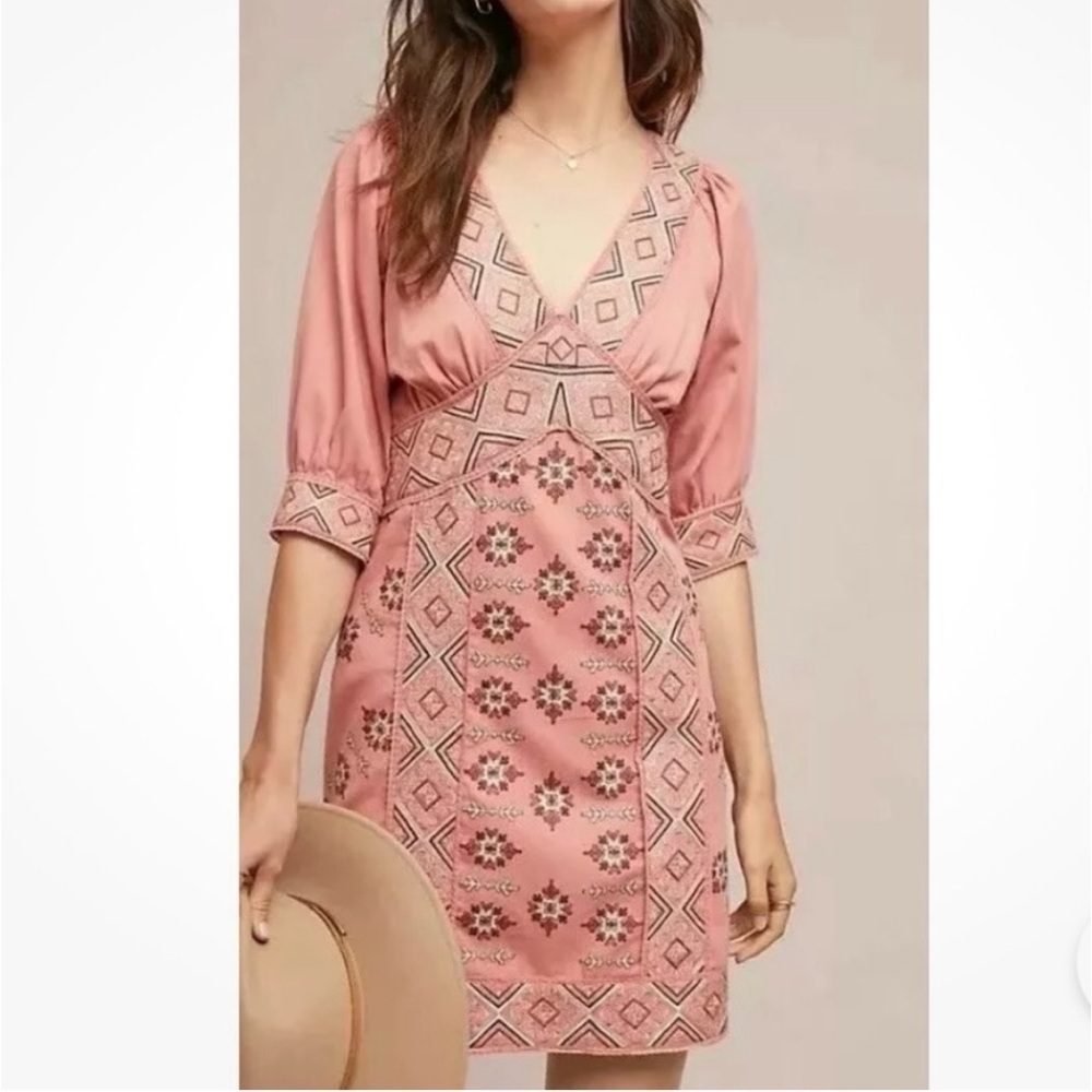 Anthropologie Love Sam Embroidered Monterrey Tunic Dress - Medium
